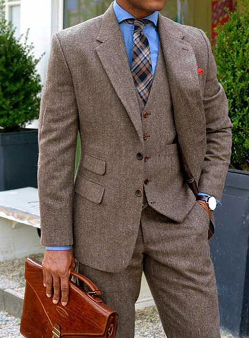 Vintage Dark Brown Herringbone Tweed Suit : MakeYourOwnJeans ...