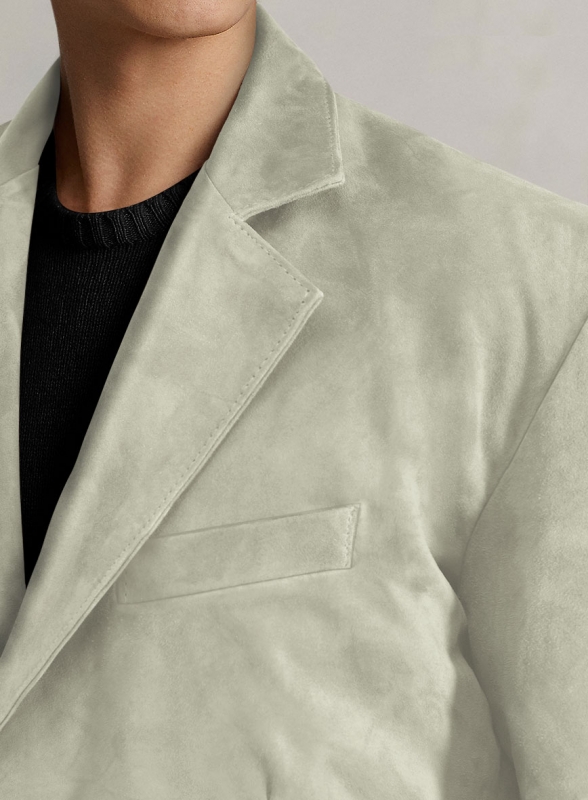 Cream Beige Suede Leather Blazer