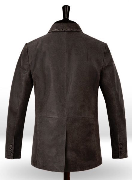 Vintage Brown Grain Medieval Leather Blazer