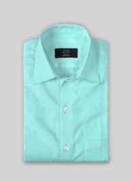 Aqua Blue Stretch Poplene Shirt - Half Sleeves