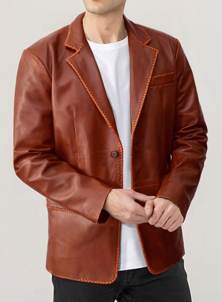 Rubbed Tan Brown Medieval Leather Blazer