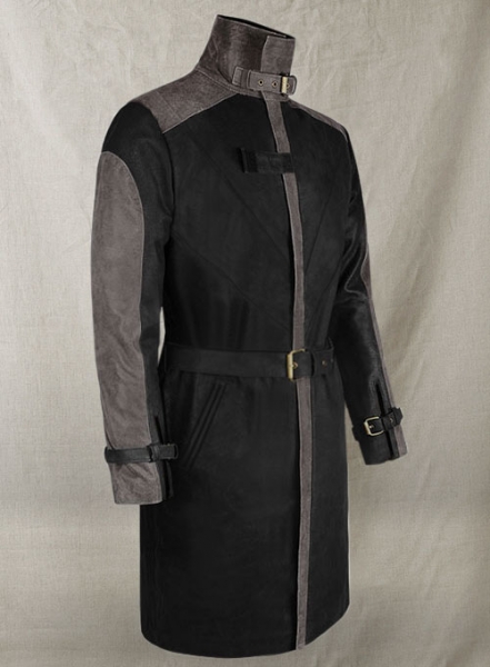 Distressed Black Aiden Pearce Watch Dog Leather Trench Coat