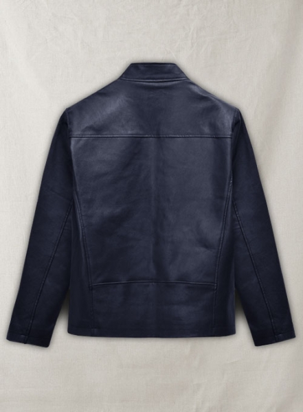 Dark Blue Stretch Leather Cycle Jacket #2