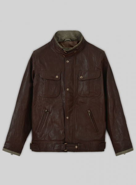 Wrinkled Brown Gerard Butler Leather Jacket #1