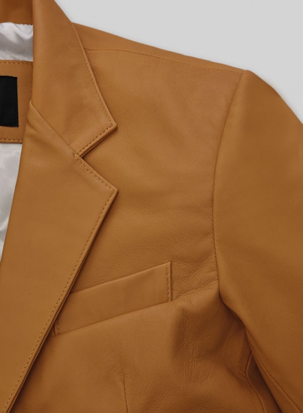 Soft Caramel Brown Leather Blazer