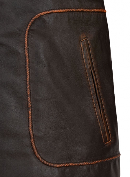 Reggie Rubbed Dark Brown Leather Jacket