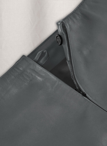 Soft Gray Adjustable Slit Leather Skirt