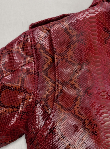 Bold Red Python Pure Leather Biker Jacket #2