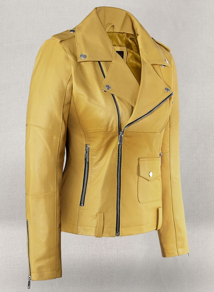 Yellow Rihanna Leather Jacket #1
