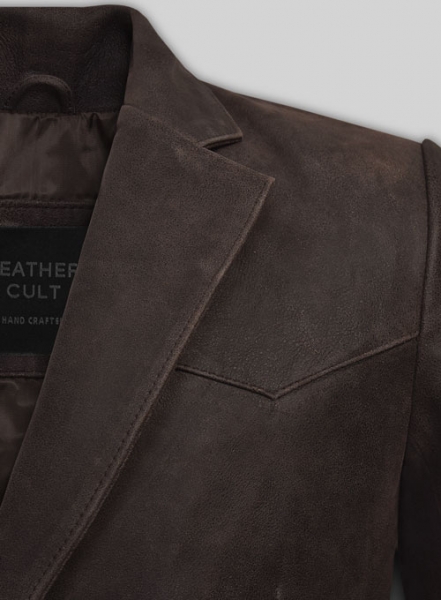 Vintage Brown Grain Western Leather Blazer