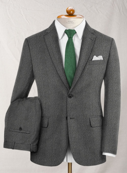 Reda Dark Gray Herringbone Tweed Suit