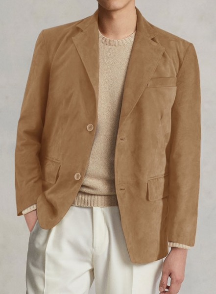 Saddle Brown Suede Leather Blazer