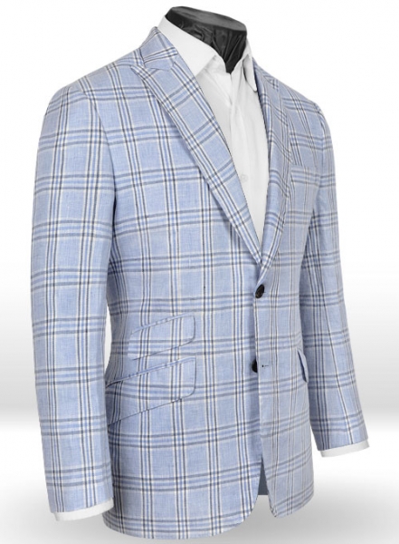 Italian Atlas Blue Linen Half Lined Jacket