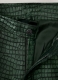 Croc Metallic Green Tiered Fringes Leather Pants