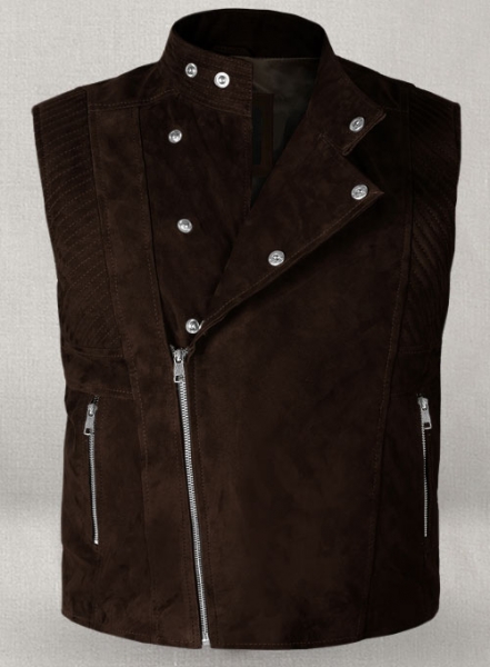 Soft Dark Brown Suede Leather Vest # 354