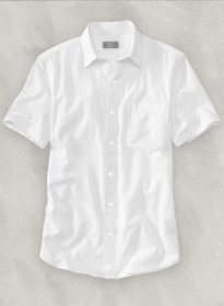 White Self Design Shirt - Half Sleeves