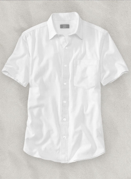 White Self Design Shirt - Half Sleeves