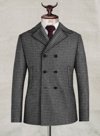 Harris Tweed Houndstooth Dark Gray Pea Coat