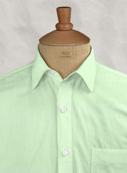 Pure Ocean Green Linen Shirt - Half Sleeves