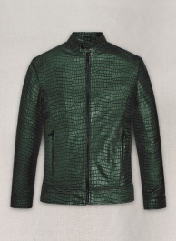 Gleaming Croc Metallic Green Leather Jacket Gleaming Croc Metallic Green Leather Jacket