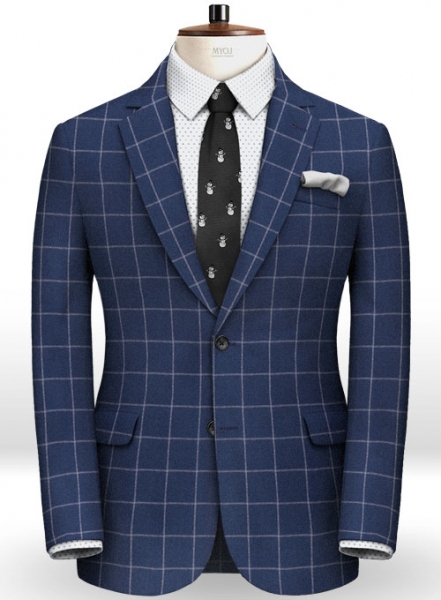 Blue Windowpane Flannel Wool Suit