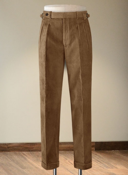 Earthy Brown Stretch Colonel Corduroy Trousers