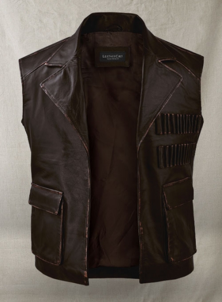 Rubbed Dark Brown Sean Connery Leather Vest
