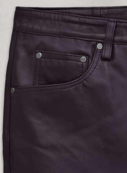 Purple Racer Stripe Leather Jeans