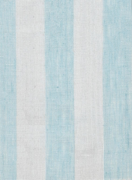 Dublin Blue Wide Stripe Linen - Half Sleeves