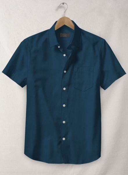 Venice Blue Stretch Twill Shirt - Half Sleeves