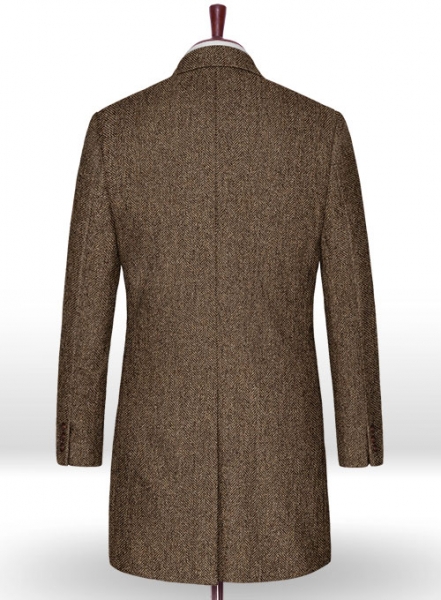 Rust Herringbone Tweed Overcoat