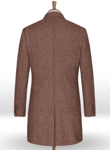 Galway Wine Herringbone Tweed Overcoat