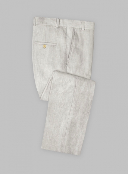 Tropical Beige Pure Linen Pants