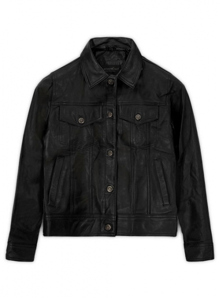 Thick Black Leather Jacket #515 - 38 Female