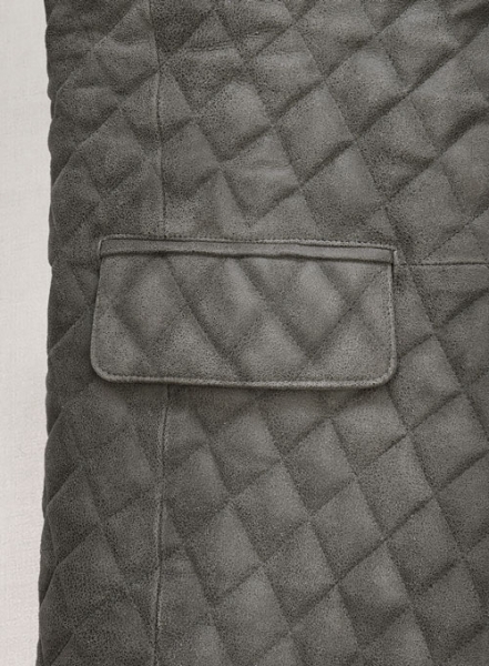 Vintage Dirty Gray Bocelli Quilted Leather Blazer