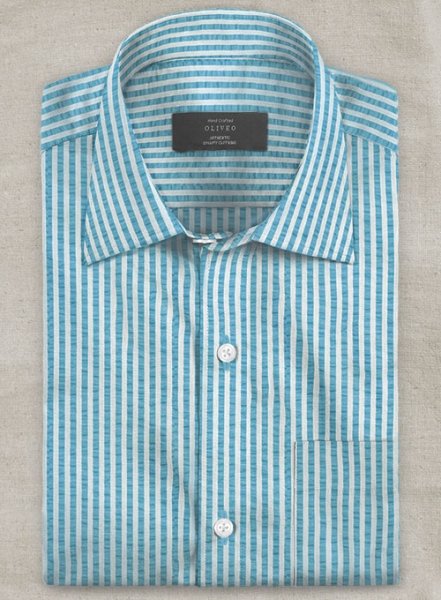 Italian Seersucker Light Blue Shirt