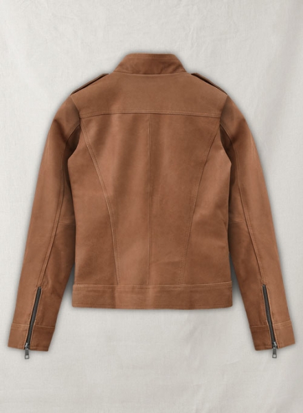 Light Vintage Tan Hide Jennifer Morrison Leather Jacket #2