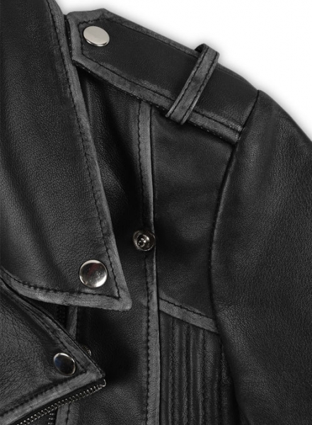 Rubbed Black Leather Jacket # 234