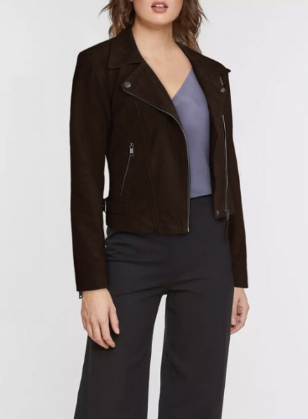 Dark Brown Suede Vanessa Hudgens Leather Jacket #3