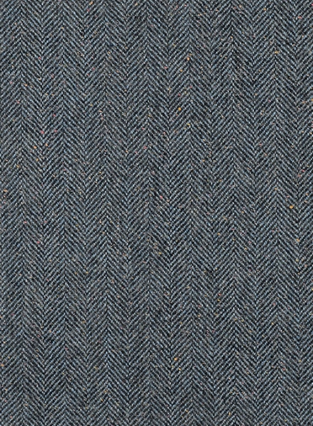 Mid Blue Herringbone Flecks Donegal Tweed Suit