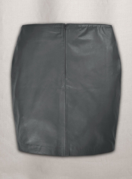 Soft Gray Adjustable Slit Leather Skirt