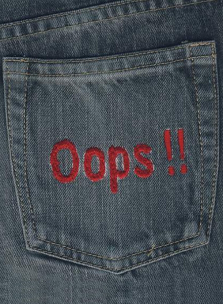 Message on back pocket