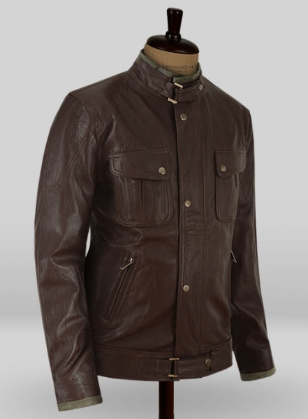 Wrinkled Brown Gerard Butler Leather Jacket #1