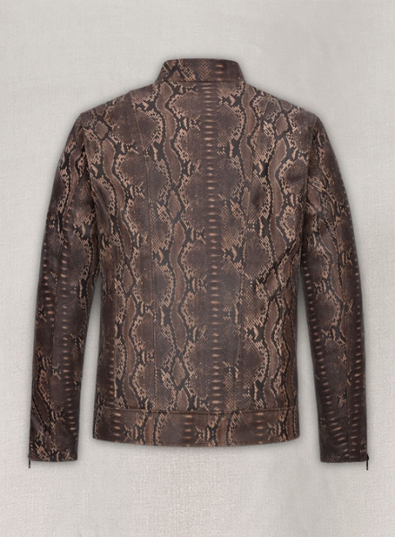 Dark Brown Python Jason Momoa Fast-X Leather Jacket