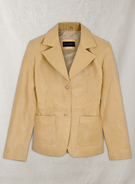 Soft Beige Jennifer Aniston Friends Season 5 Leather Blazer