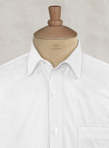 White Self Tile Shirt - Half Sleeves