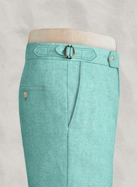 Melange Aqua Blue Highland Tweed Trousers