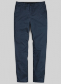 Royal Blue Feather Cotton Canvas Stretch Chino Pants