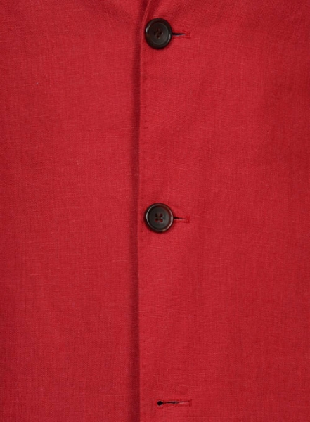 Pure Red Linen Long Coat