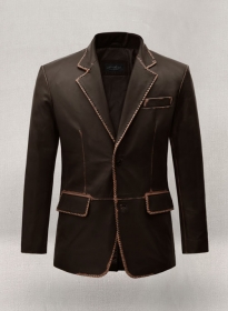 Rubbed Dark Brown Medieval Leather Blazer